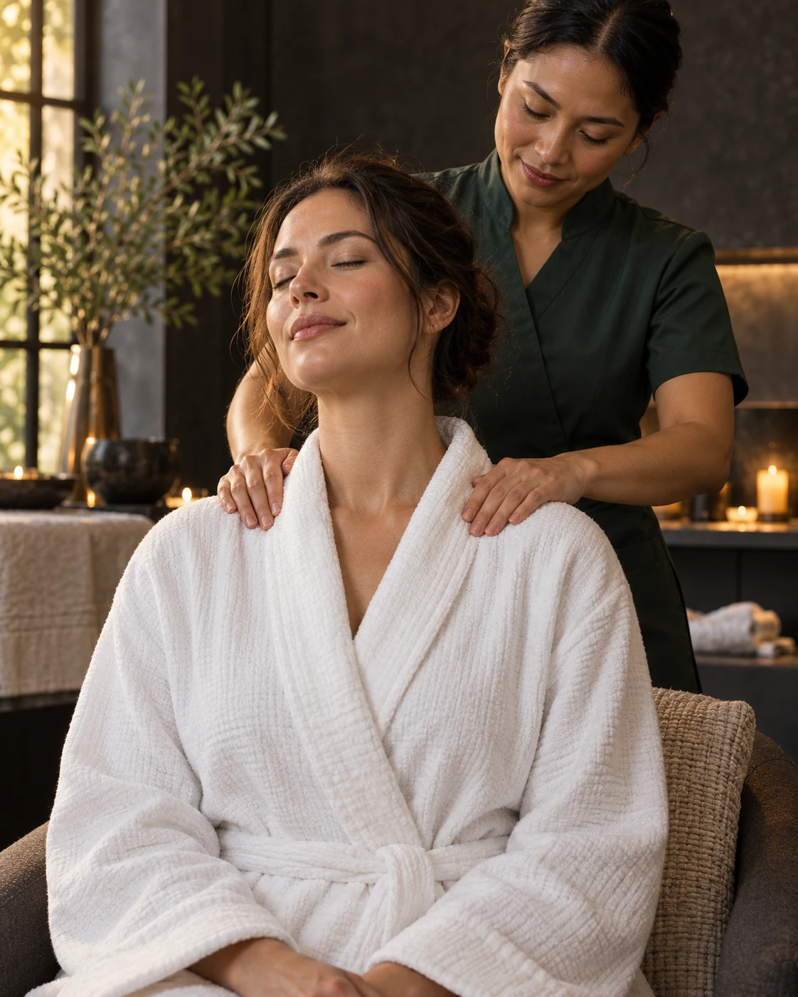 Wohltuende Massage von Schultern und Rücken.